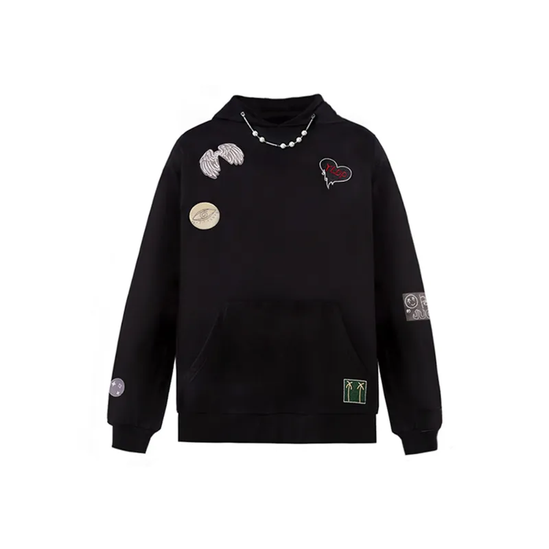 YLDP SS22 Hooded Loose Fit Sweatshirt Spring Fall Winter Unisex Black-0