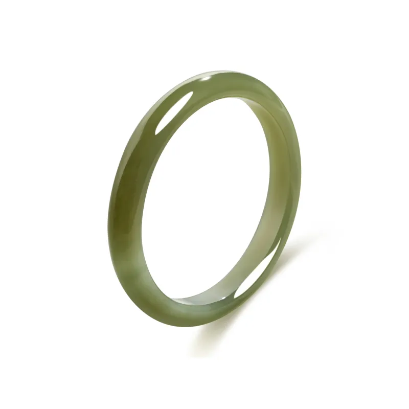 Lao Feng Xiang Hetian Jade Bangles Green Jade Women's-0