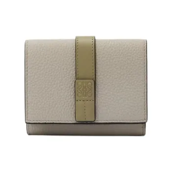 LOEWE Cow Leather Wallet Women's Shell Gray With Eucalyptus Wood Color