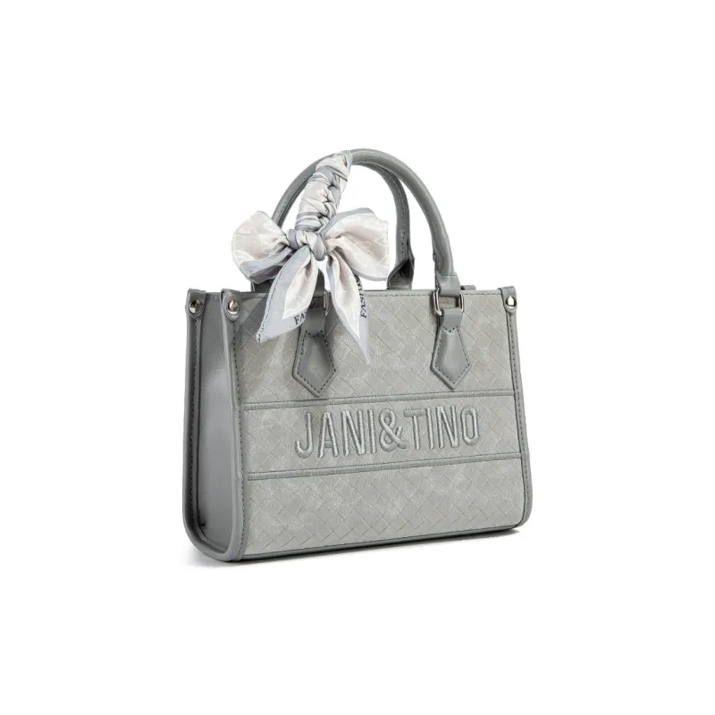 MACKJANICE Polyurethane Handbag Women's Plaid Gray-1