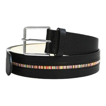 Paul Smith Cow Leather Belts Men's Black Width 3.5CM