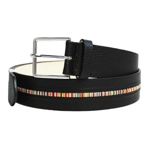 Paul Smith Cow Leather Belts Men's Black Width 3.5CM