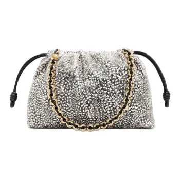 LOEWE Sheepskin Shoulder Bag, Crossbody Bag, Handbag Medium Size Women's Black & White