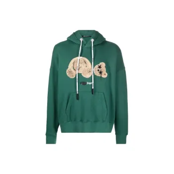 PALM ANGELS Bear Print Sprayed Logo Hoodie