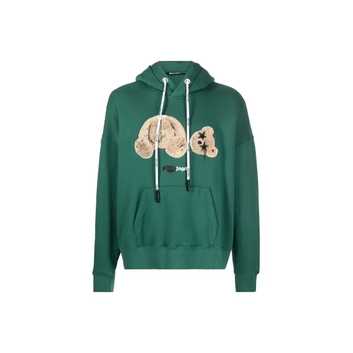 PALM ANGELS Bear Print Sprayed Logo Hoodie-0