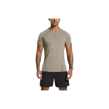 GYMSHARK T Shirt Men's Linen Brown