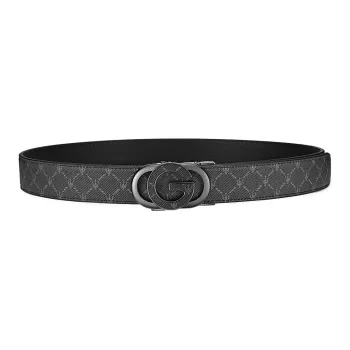 Maserati Top Grain Cow Leather Belts Men's Black Width 3.55cm