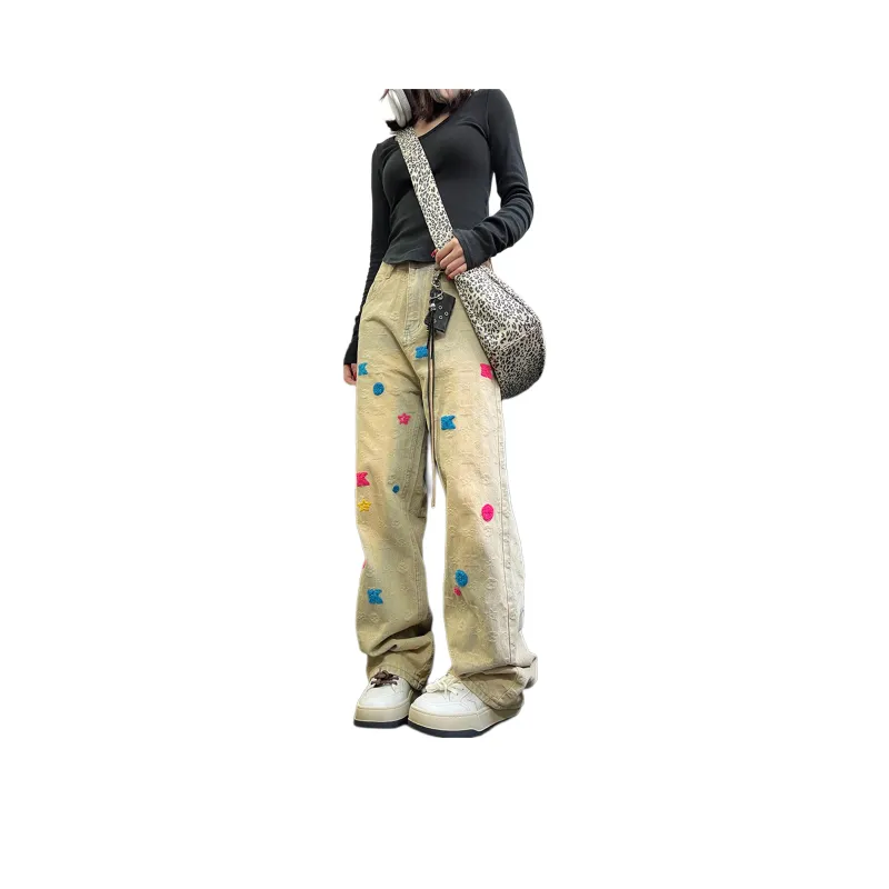 WELTER EXPERIMENT Trendy Versatile Jeans Unisex Yellow Mud Dyed-14