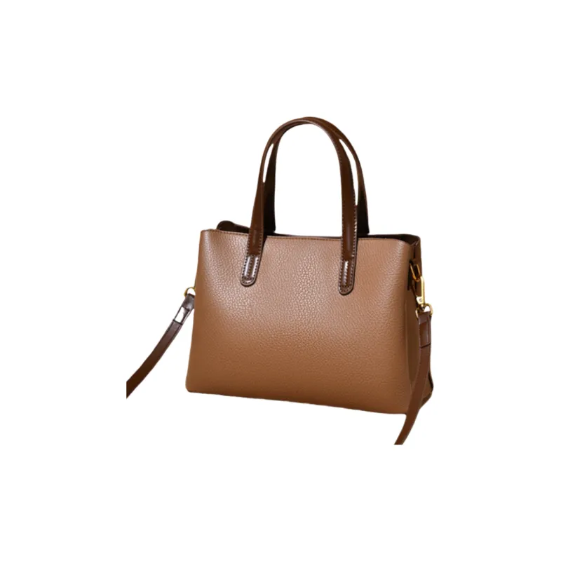 Versman PU Tote Bag Shopping Bag Shoulder Bag Crossbody Bag Handbag Regular Women's Chocolate/Apricot Khaki-2