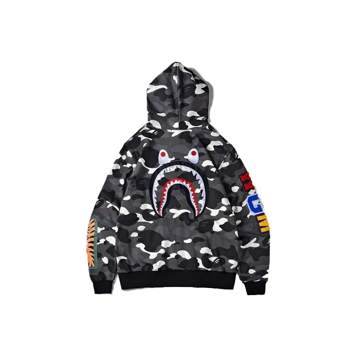 Bape City Camo Embroidery Shark Full Zip Hoodie-2
