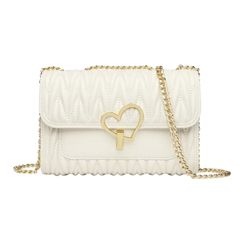 Old Man's Head Cow Leather Chain Crossbody Bag Regular Women's Elegant White-2