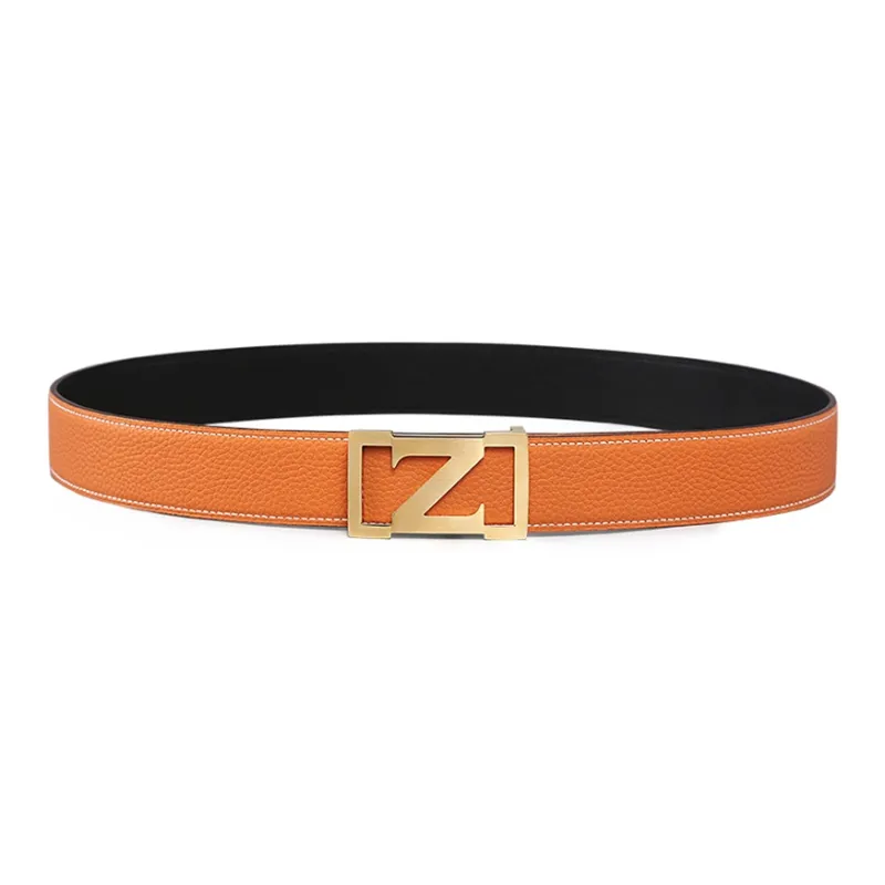 V.V.Brown Top Grain Cow Leather, Cow Leather, Stainless Steel, Genuine Leather Belt Men's 3.8cm-15