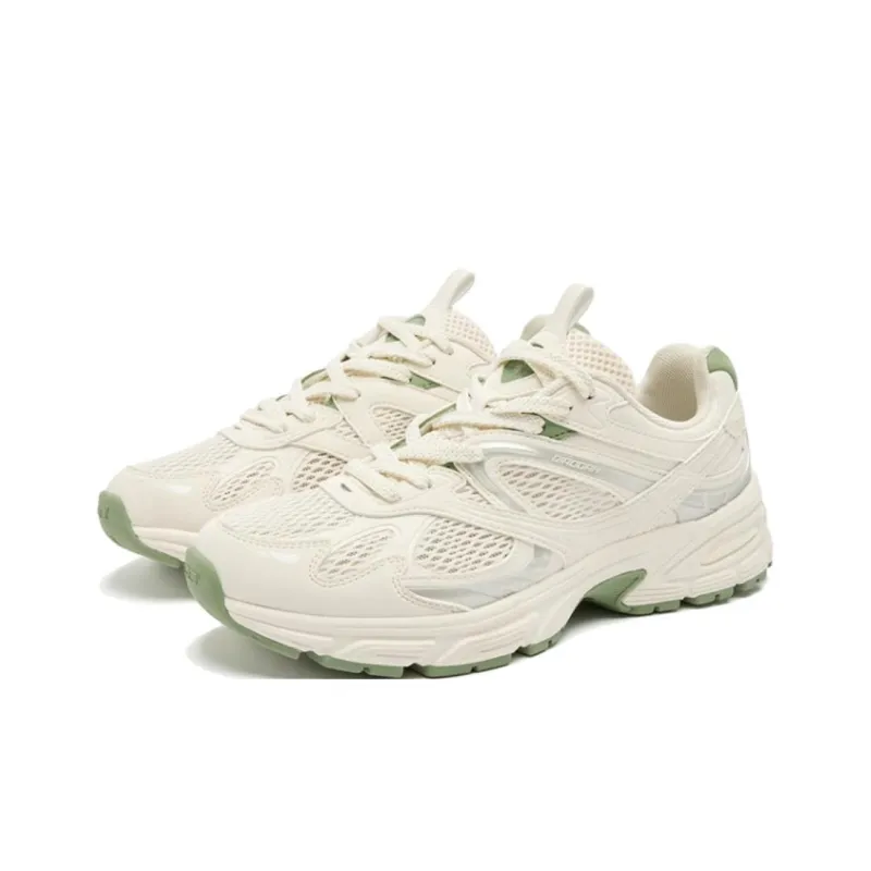 QIAODAN Slip Resistant Rebound Low Top Casual Shoes Women's White Green-2