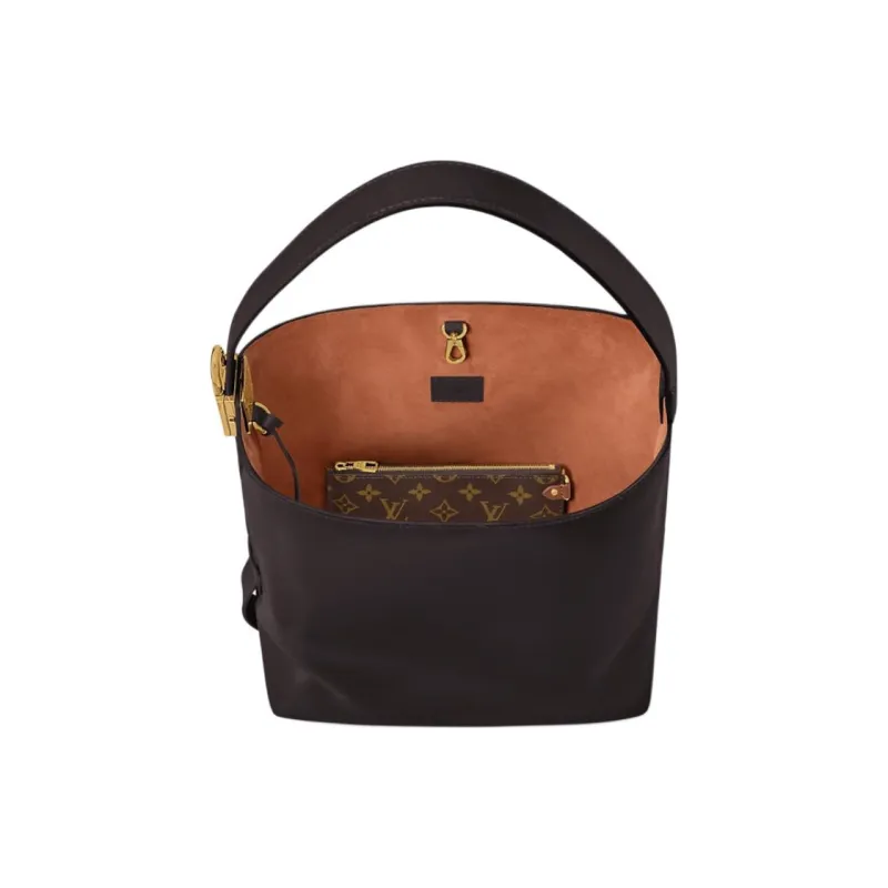 LOUIS VUITTON Low Key Hobo Smooth Calf Leather Hobo Bag Shoulder Bag Medium Size Women's Chocolate Brown-4