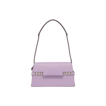 Delvau Tempête Alpina Calf Grain Calfskin Shoulder Bag Women's Purple