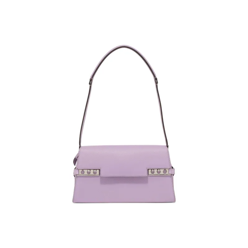 Delvau Tempête Alpina Calf Grain Calfskin Shoulder Bag Women's Purple-0