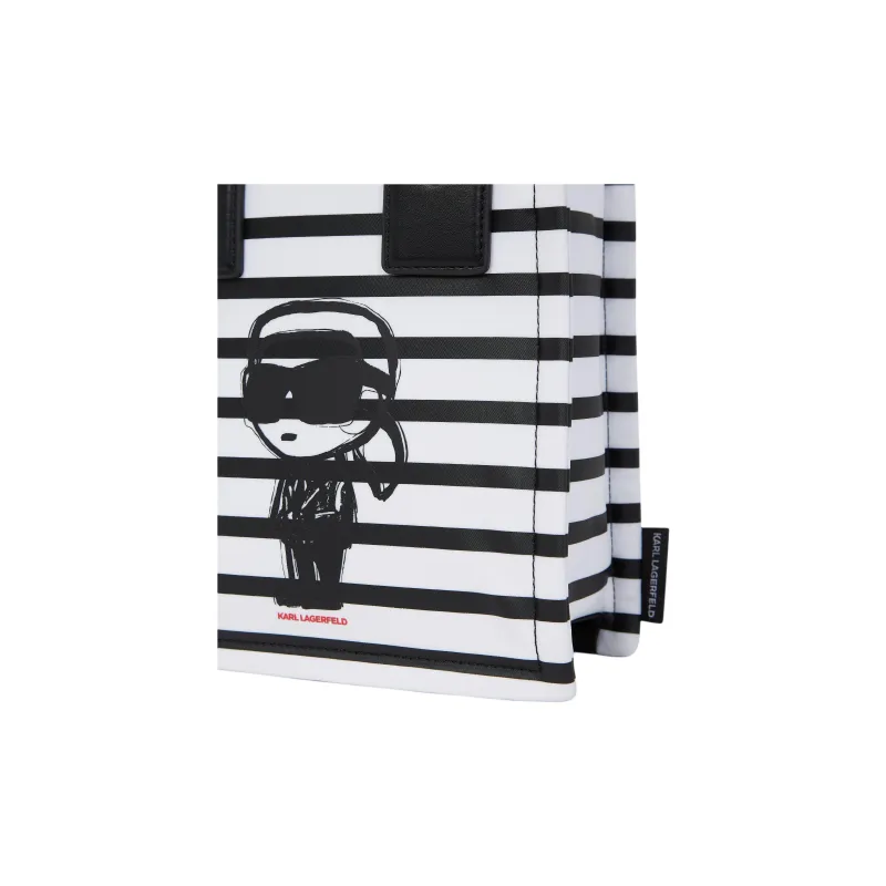 KARL LAGERFELD IKON Recycled Polyamide Tote Bag, Shopping Bag, Shoulder Bag, Handbag Trumpets Women's Black & White-2