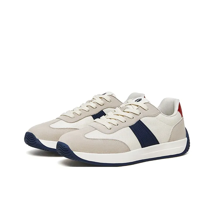 HANG TEN Classic Vintage Anti Slip And Wear Resistant Lightweight Rebound Low Top Casual Shoes Men's Beige Blue-3