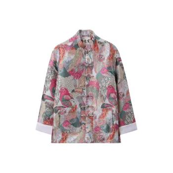 XUANSHENG Jacket Men's Colorful Parrots