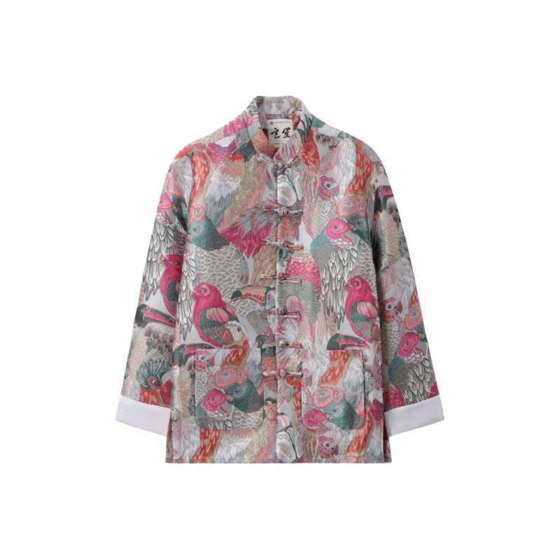 XUANSHENG Jacket Men's Colorful Parrots-0