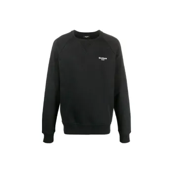 BALMAIN Flocked Logo Crewneck Sweatshirt