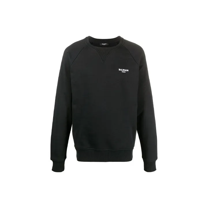 BALMAIN Flocked Logo Crewneck Sweatshirt-0