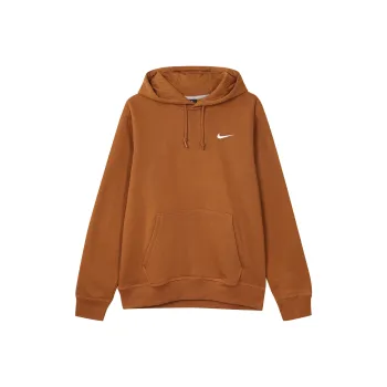 Nike Club Swoosh Men's Logo Drawstring Pullover Hooded Sweatshirt Tawny