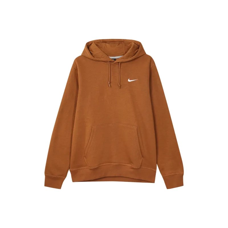Nike Club Swoosh Men's Logo Drawstring Pullover Hooded Sweatshirt Tawny-0