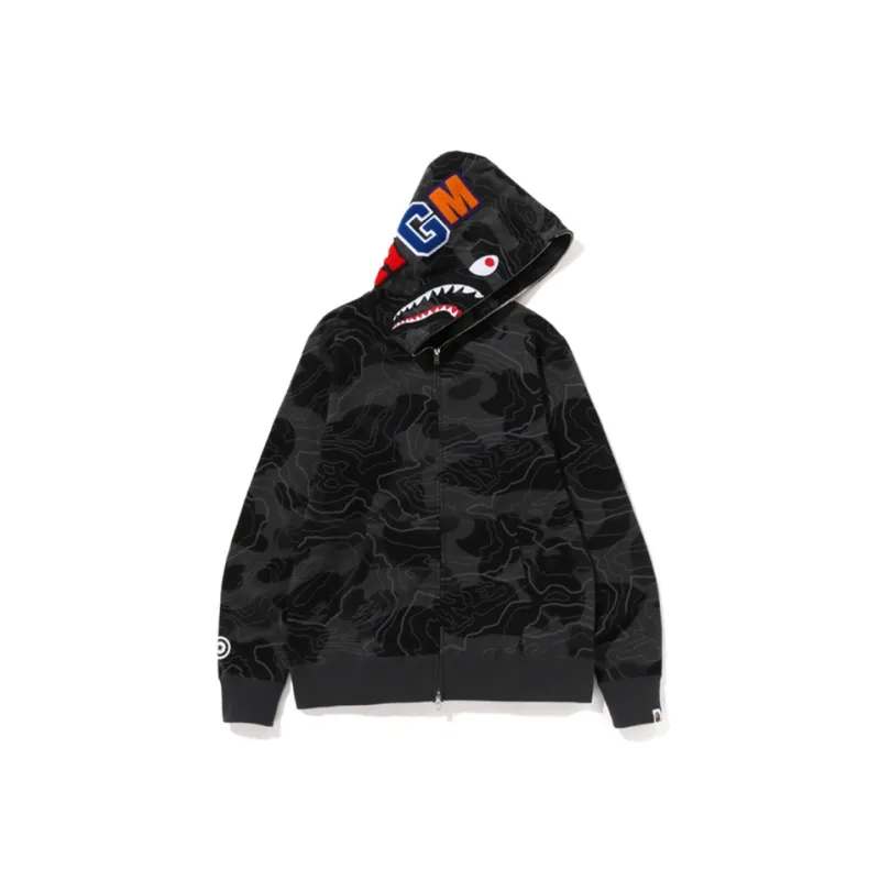 Bape Layered Line Camo Shark Full Zip Hoodie-2