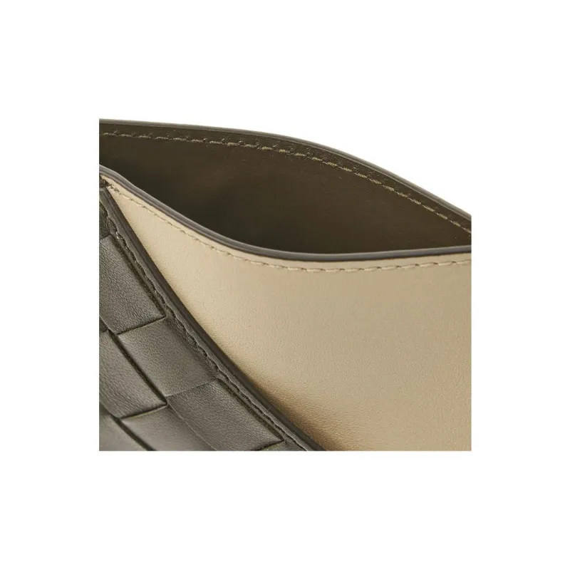 Bottega Veneta Intrecciato Leather Card Holder Women's Khaki & Beige-6