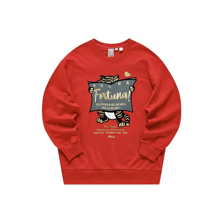 FILA Co branded Year Of The Tiger Collection Sweatshirts Unisex Legend Red-0