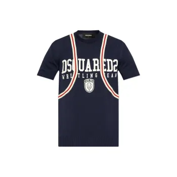DSQUARED 2 Logo Printed Short Sleeved Knitted Jumper