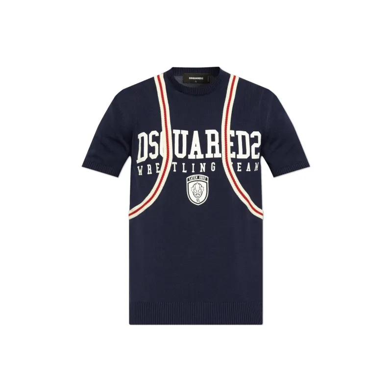 DSQUARED 2 Logo Printed Short Sleeved Knitted Jumper-0