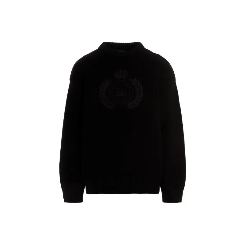 Balenciaga Bb Laurel Crown Logo Crewneck Knitted Sweater-0