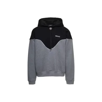 VERSACE Logo Embroidered Medusa Drawstring Hoodie