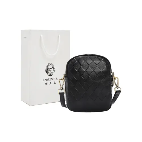 Old Man's Head Cow Leather Shoulder Bag Women's Multicolor