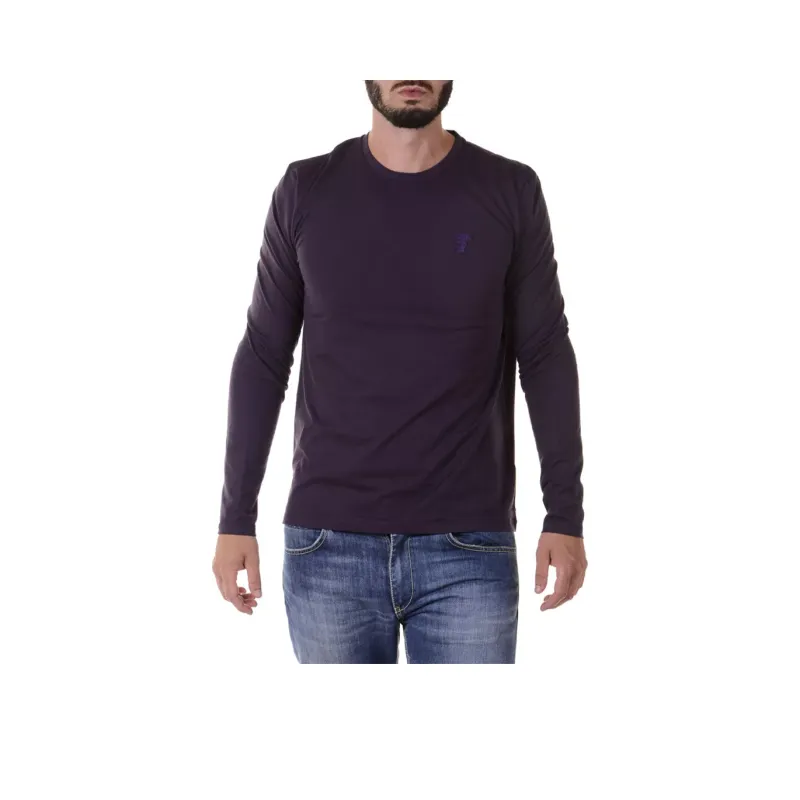 VERSACE Logo Embroidered Long Sleeve T Shirt-0