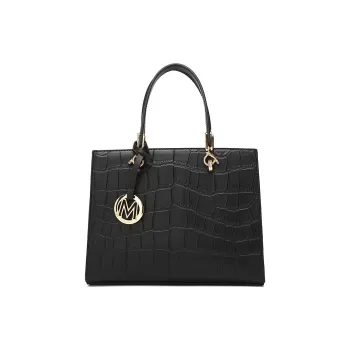 MEXICAN Polyurethane Leather Handbag Women's Black/Apricot