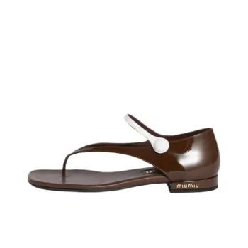 MIU MIU One Strap Sandals Women's Dark Brown & White