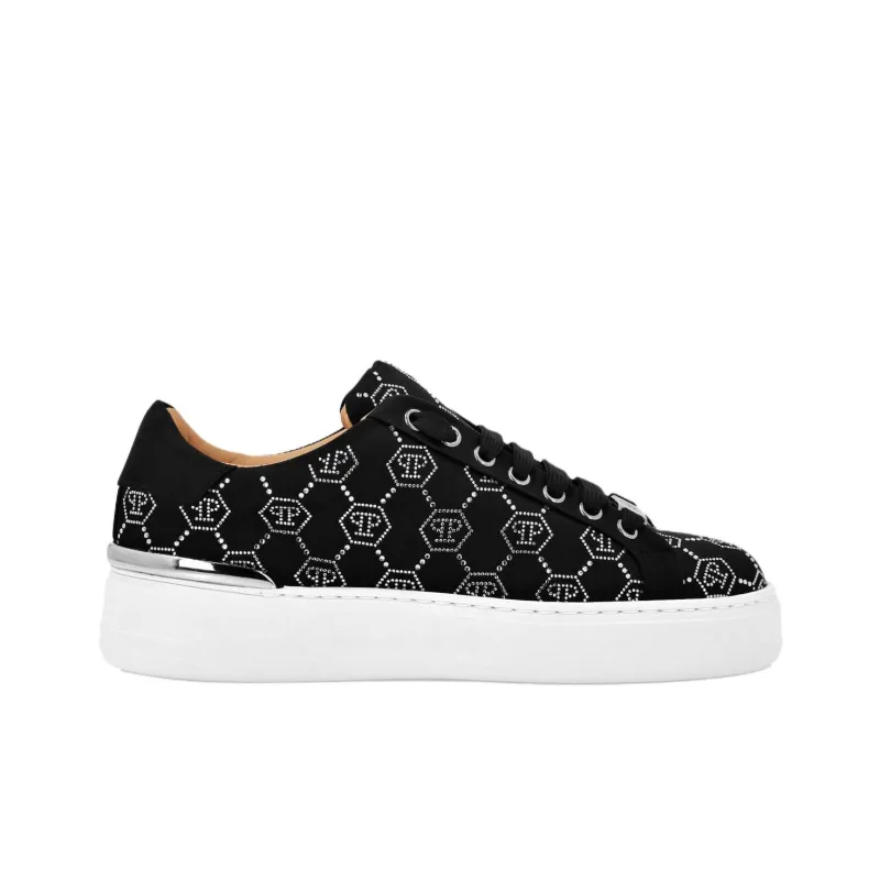 PHILIPP PLEIN Lo Top Strass Monogram Low Top Skateboard Shoes Women's Black-1