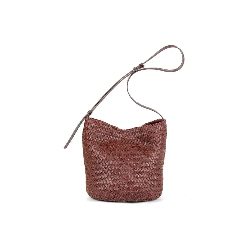 YOCAMU Top Grain Cow Leather Bucket Bag Large Size Women's Multicolor-9