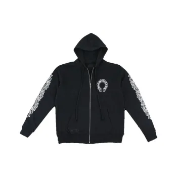 Chrome Hearts Horseshoe Floral Cross Sleeve Embroidered Hood Zip Up Hoodie