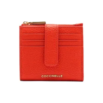 COCCINELLE Grain Leather Wallet Small Size Women's Orange