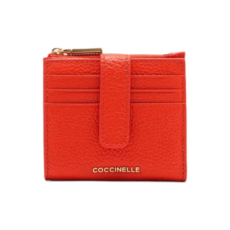 COCCINELLE Grain Leather Wallet Trumpets Women's Orange-0