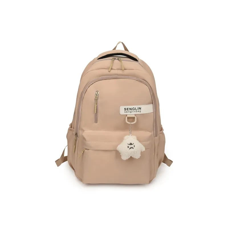 BRABOSTON Nylon Fabric Backpack Unisex White/Burgundy/Black/Khaki-18