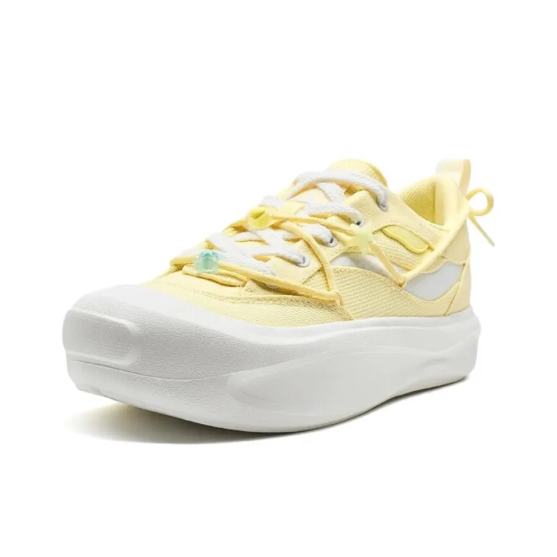 XTEP Boom Slip Resistant Coverage Low Top Skateboard Shoes Women's Yellow White-1