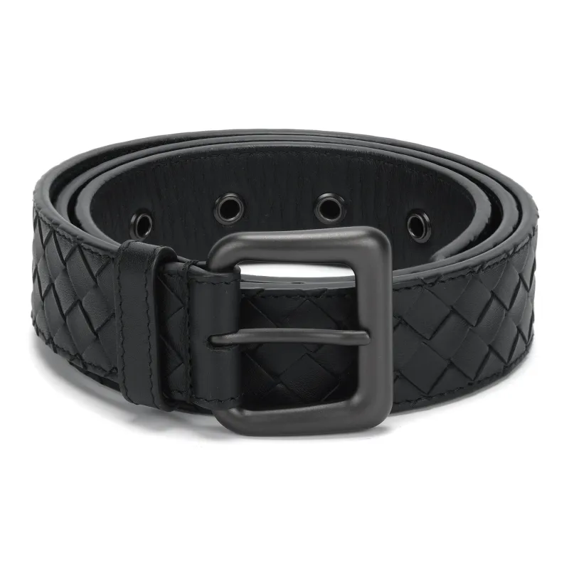 Bottega Veneta Cow Leather Leather Belts Men's Black Width  3.5cm-1