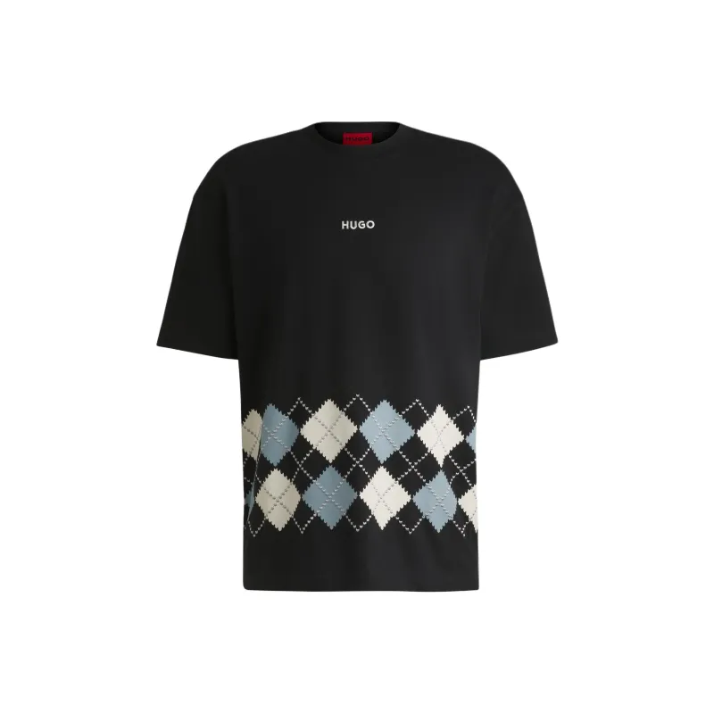 HUGO BOSS Dulapo Argyle print T shirt-0