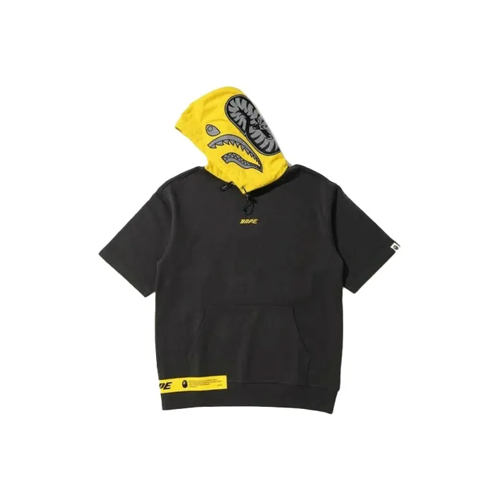 A BATHING APE A BATHING APE In Transit Shark Short Sleeve Pullover Hoodie-5