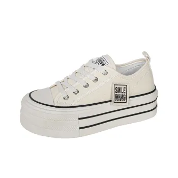 BINGO DUCK Slip Resistant Height Increasing Low Top Canvas Shoes Women's